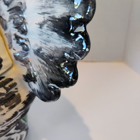 Vtg Bresolin Ceramic Turkey Soup Tureen w/ Ladle Hand Painted Italy -HAS A CRACK - Picture 8 of 13